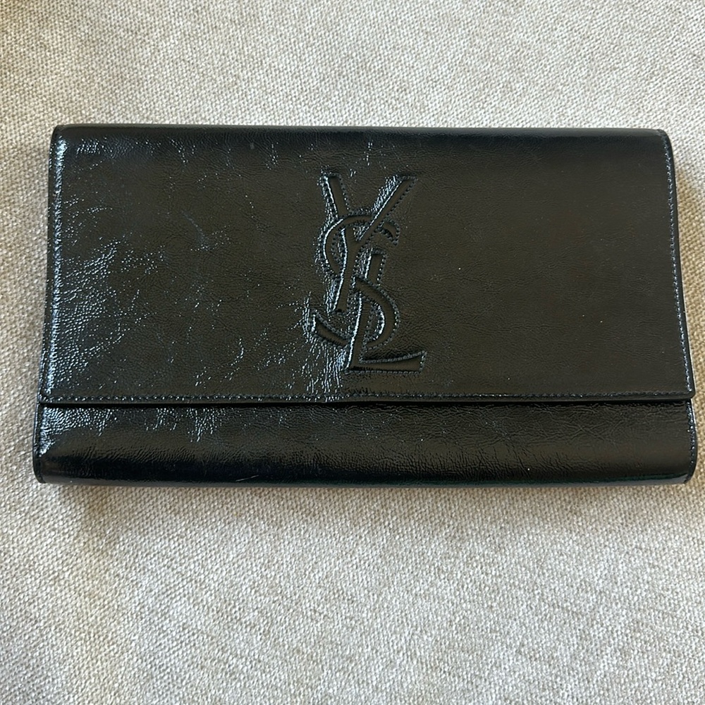 YSL Black  Parent Leather Clutch